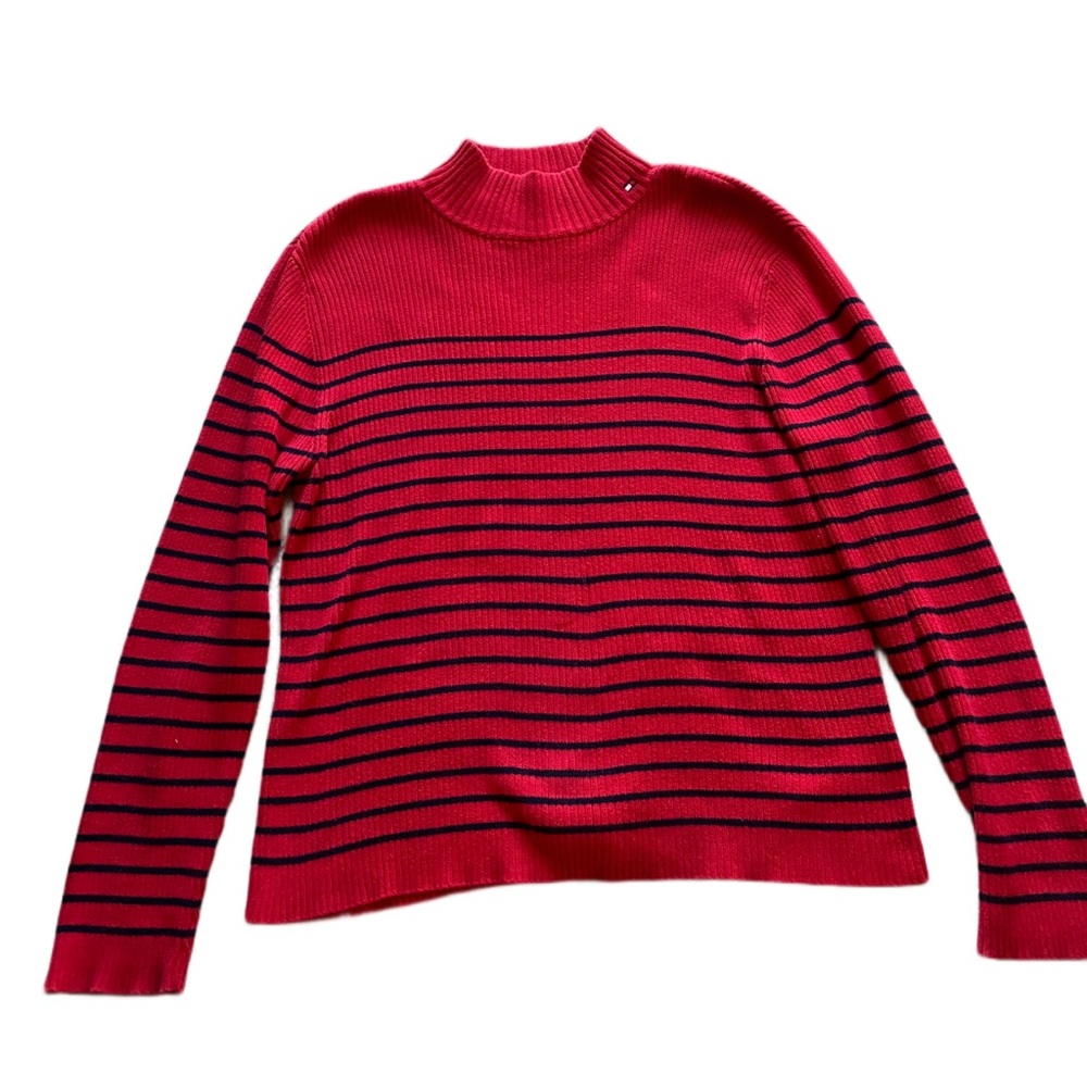 Vintage 90s red striped Tommy Hilfiger turtleneck size XL